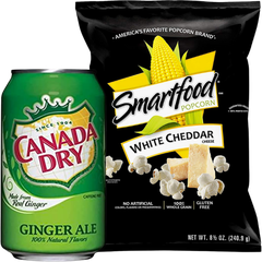 Canada Dry ginger ale and Smartfood white cheddar popcorn