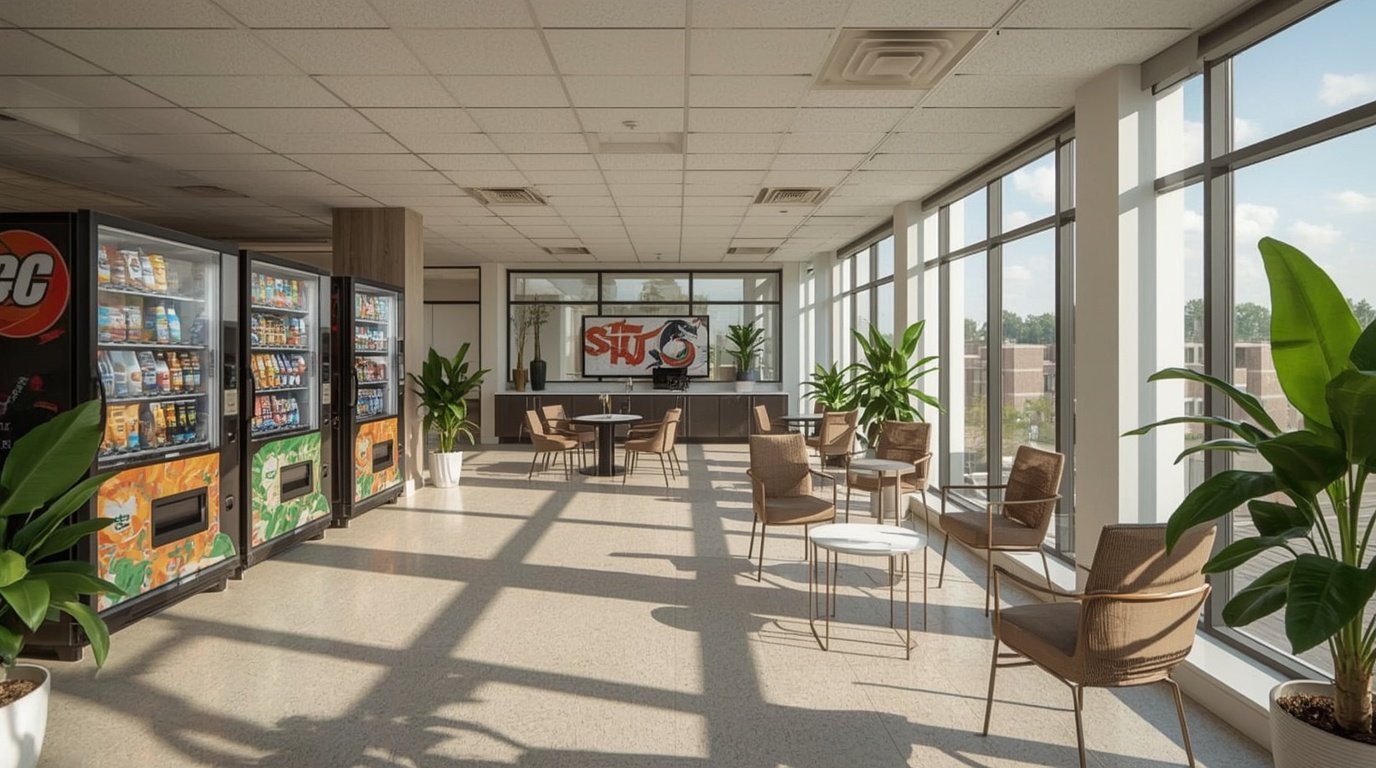 Vending machines in Aurora, Illinois office break room